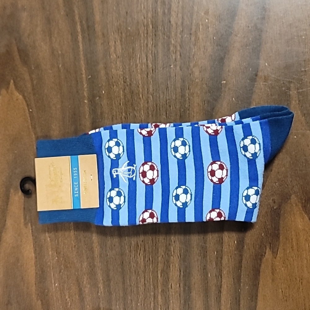 NWT Original Penguin Striped Soccer Ball Combined Cotton Socks - One Size